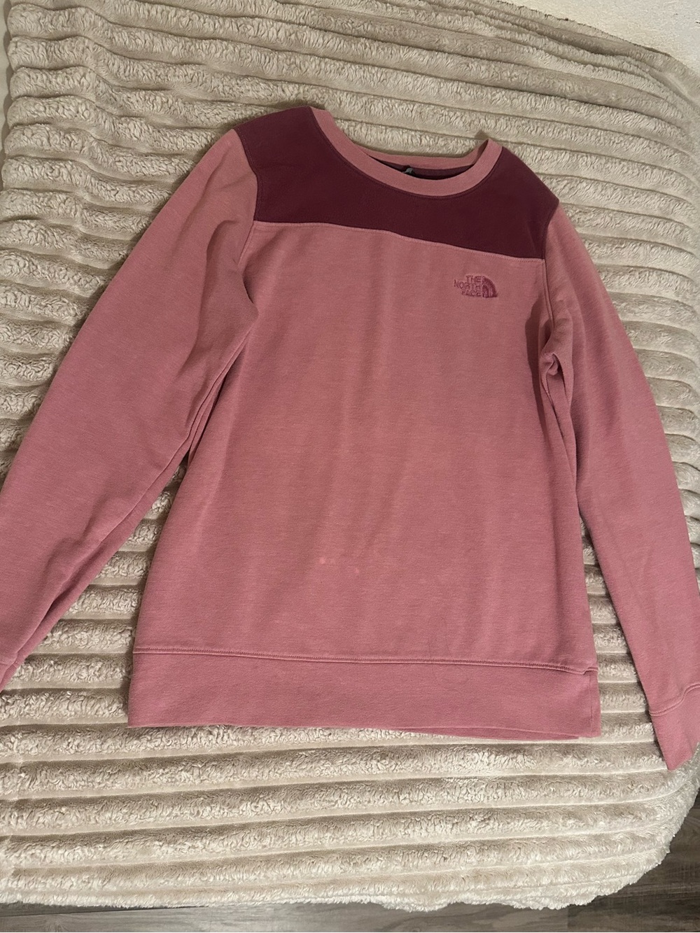 The North Face Pink Sweatshirt with Maroon Collar